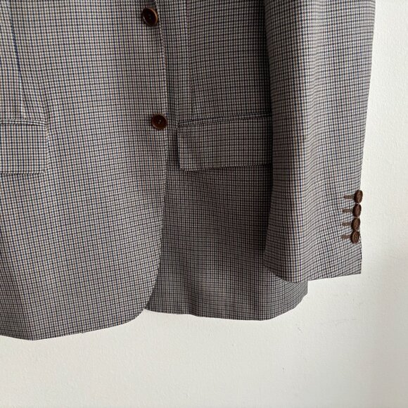 $2000 Canali Grey Houndstooth Check Tweed Wool Sport Coat / Blazer - 42 - Picture 3 of 11